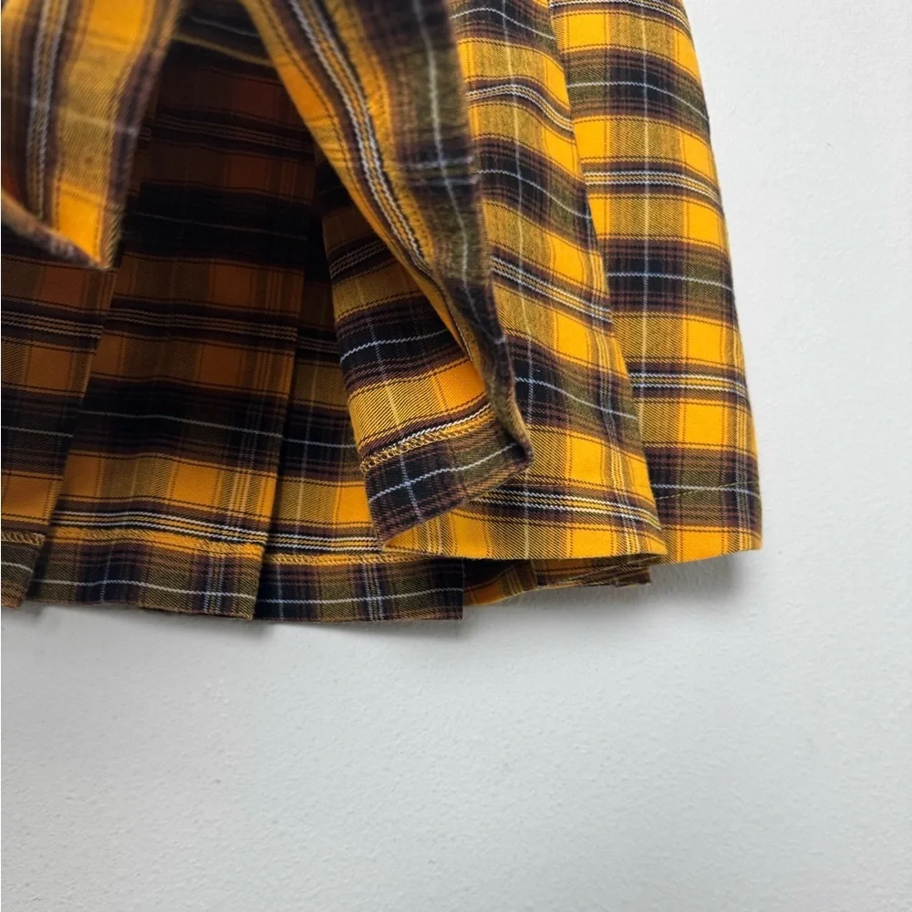 Yellow Plaid Clueless Style Pleated Mini Skirt‎ Size Medium